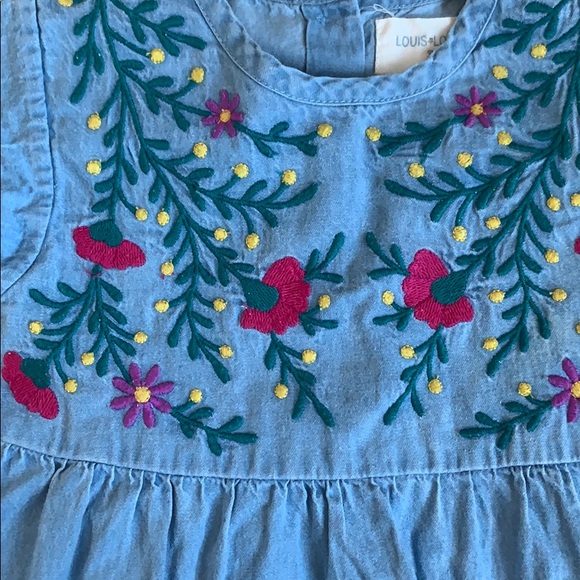 Louis Louise Frida Chambray Floral Embroid. Romper - Picture 4 of 7